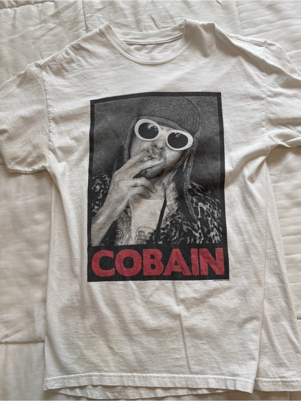 Cobain Graphic Tee in White with Red Accent
